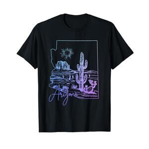 Arizona Cactus  State Map T-Shirt